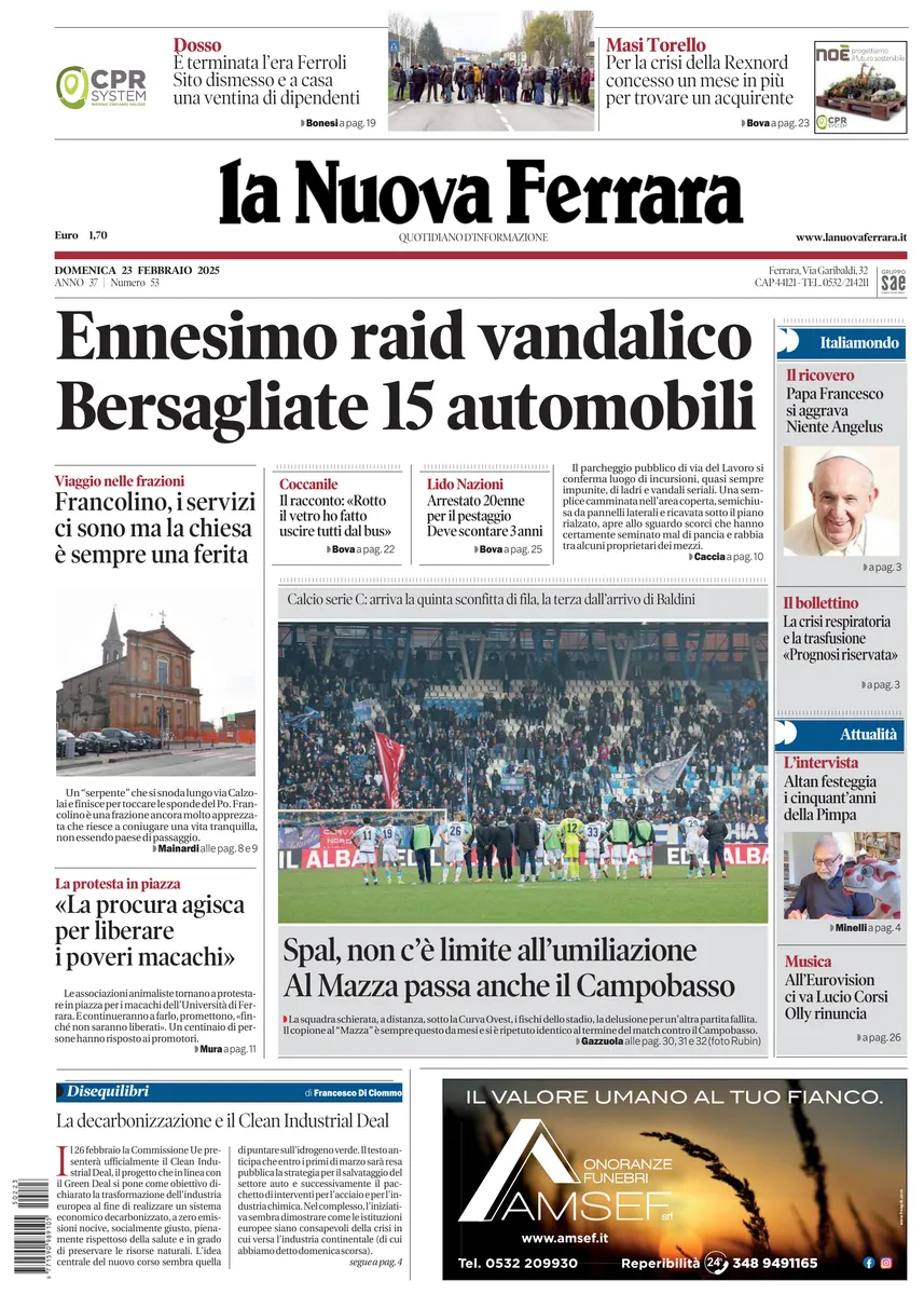 Prima-pagina-nuova ferrara-oggi-edizione-del-2025-02-23